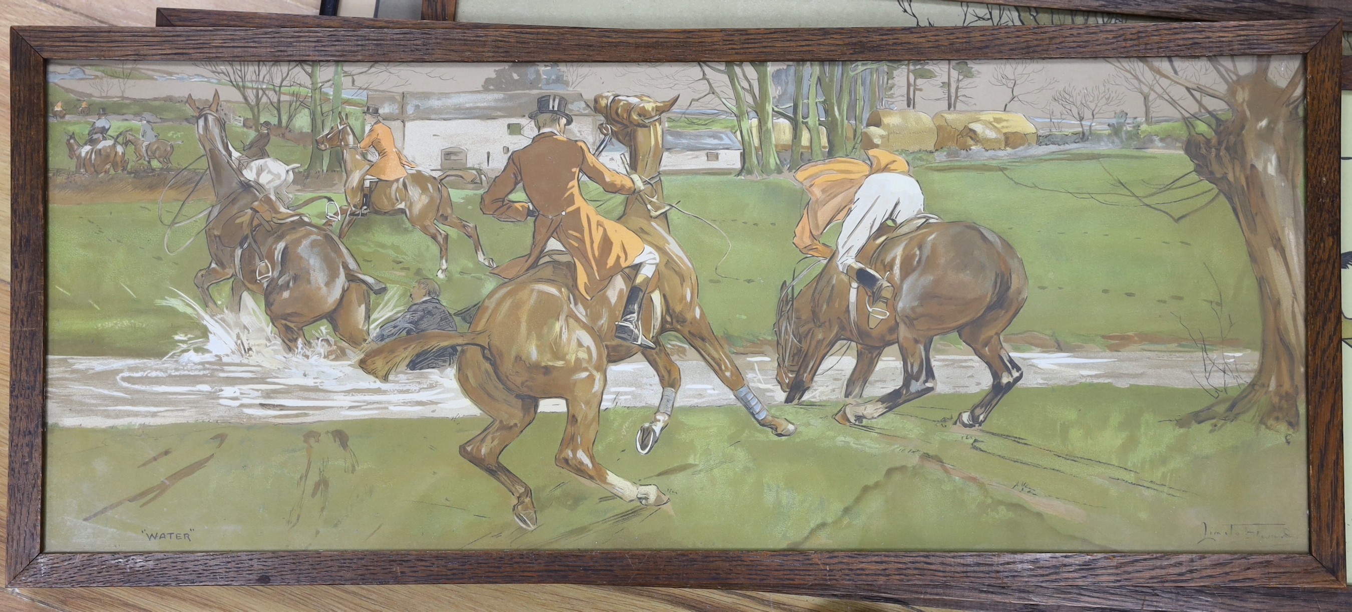 Cecil Aldin and Lionel Edwards, seven assorted colour prints, Hunting and coaching scenes, largest 27 x 69cm